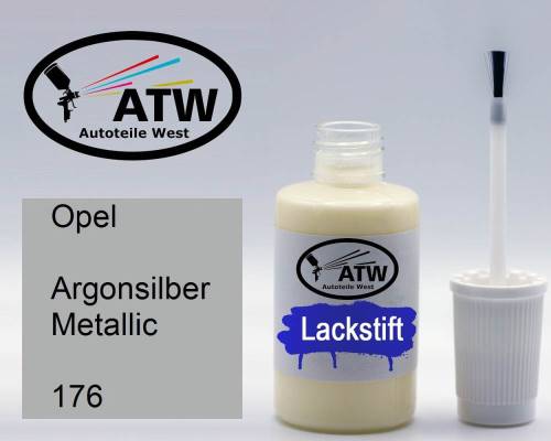 Opel, Argonsilber Metallic, 176: 20ml Lackstift, von ATW Autoteile West.